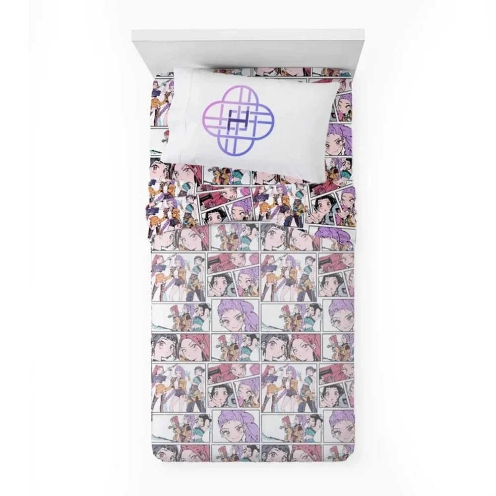 NETFLIX KPOP Demon Hunters HUNTR/X ZOEY, RUMI, MIRA 3pc Bedding Sheet Set Twin